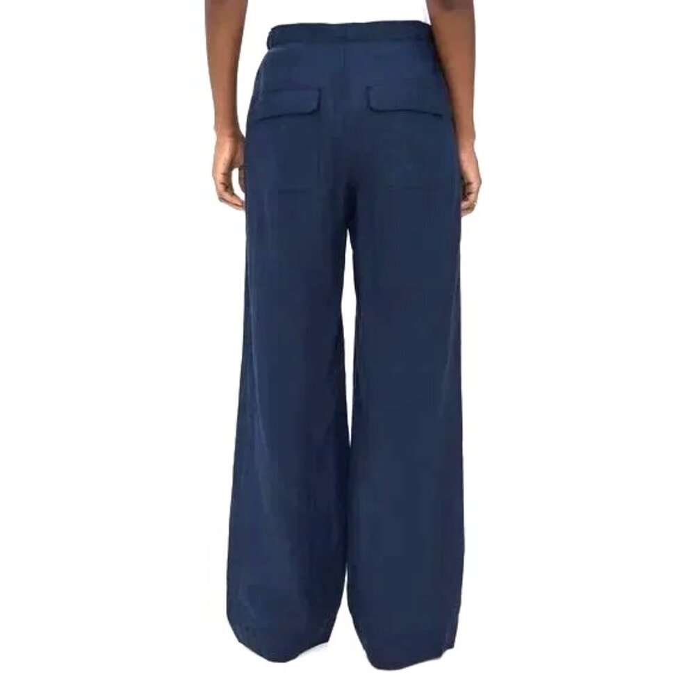 NWOT Vince High Rise Wide Leg Blue Elastic Waist Drawstring Utility Pant Size XL - Picture 2 of 11